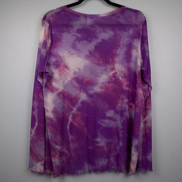 Lori Goldstien LOGO layers purple tie dye long sleeve shirt-M - Picture 5 of 5